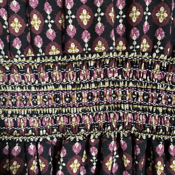 Max Studio Tiered Midi Dress M Terracotta V-neck Smocked Waist Bohemian Cottage - Picture 7 of 8